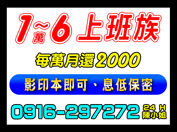 1~6萬，上班族應急解困