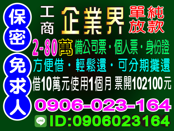 工商企業貸款，保密免求人