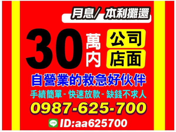 30萬內，缺錢找我